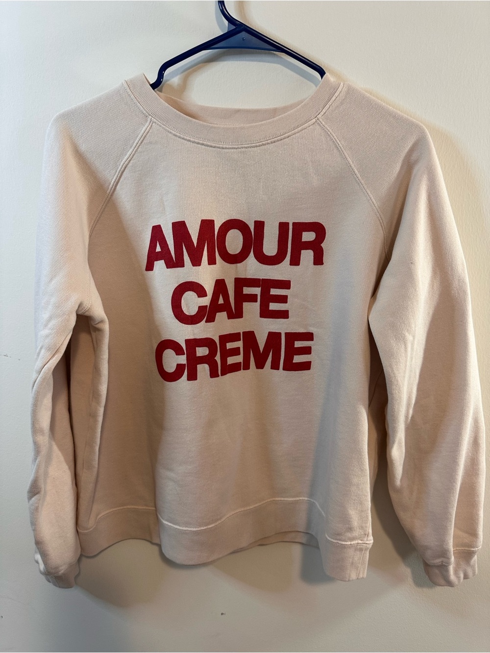 Sezane Cream Sweatshirt with Red Graphic Text